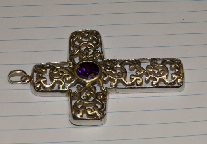 -BELLE CROIX PENDENTIF ARGENT FILI MENEGATTI ? Poinçons 925e & St ML bijou  D