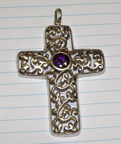 -BELLE CROIX PENDENTIF ARGENT FILI MENEGATTI ? Poinçons 925e & St ML bijou  D