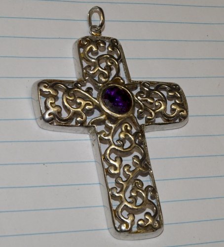 -BELLE CROIX PENDENTIF ARGENT FILI MENEGATTI ? Poinçons 925e & St ML bijou  D