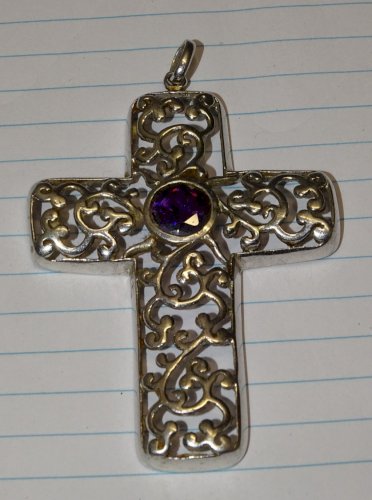 -BELLE CROIX PENDENTIF ARGENT FILI MENEGATTI ? Poinçons 925e & St ML bijou  D