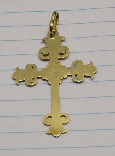 -BELLE CROIX PENDENTIF plaqué OR ETAT NEUF BIJOU ANCIEN RELIGION VITRINE   D