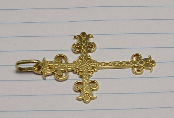 -BELLE CROIX PENDENTIF plaqué OR ETAT NEUF BIJOU ANCIEN RELIGION VITRINE   D