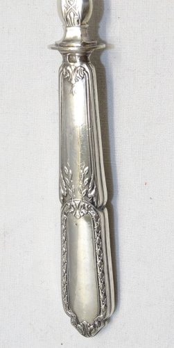 -BELLE CUILLERE SAUPOUDREUSE Style LOUIS XVI MANCHE Poinçon MINERVE   D