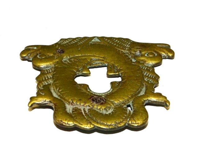 -BELLE ENTREE de SERRURE en BRONZE XVIIIe avec 2 DAUPHINS COLLECTION VITRINE  D