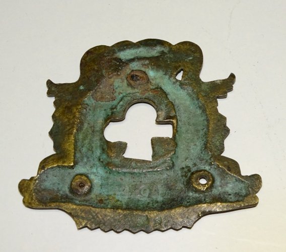 -BELLE ENTREE de SERRURE en BRONZE XVIIIe avec 2 DAUPHINS COLLECTION VITRINE  D