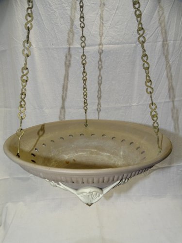 -BELLE ET RARE SUSPENSION CERAMIQUE SARREGUEMINES N°557 GLAND BRONZE AU BOUT