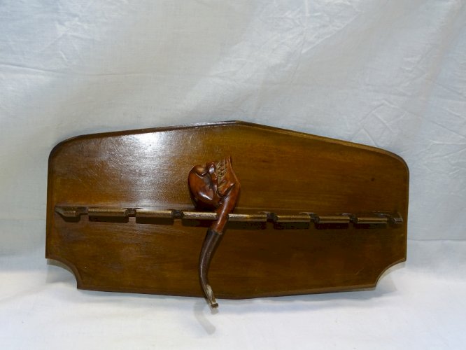 -BELLE ETAGERE A PIPES EN BOIS POUR 8 PIPES COLLECTION DECO XXe   D