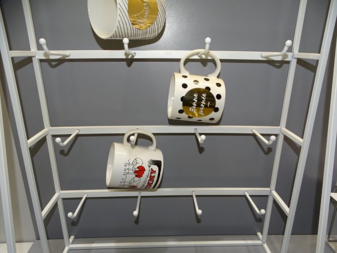 -BELLE ETAGERE MATHILDE PORTE MUGS METAL PEINT BLANC 16 CROCHETS DECO CUISINE  D