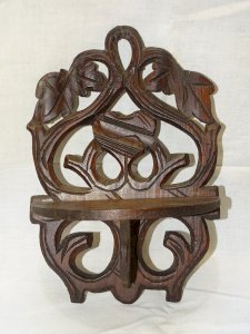 - BELLE ETAGERE MURALE PLIABLE CONSOLE EN BOIS SCULPTE DECOUPE déco XXe   D