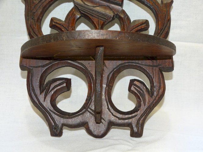 - BELLE ETAGERE MURALE PLIABLE CONSOLE EN BOIS SCULPTE DECOUPE déco XXe   D