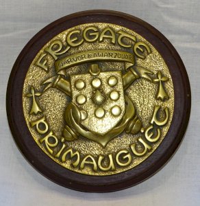 -BELLE GRANDE ANCIENNE TAPE DE BOUCHE BRONZE FREGATE PRIMAUGUET COLLECTION   D