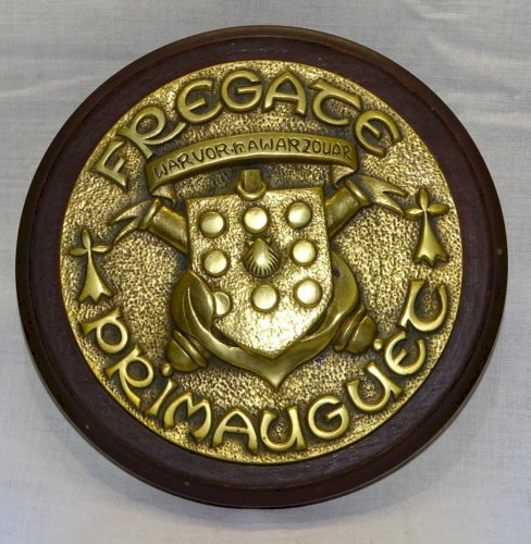 -BELLE GRANDE ANCIENNE TAPE DE BOUCHE BRONZE FREGATE PRIMAUGUET COLLECTION   D
