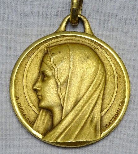 - BELLE GRANDE MEDAILLE A.AUGIS ed BRONZE PROFIL de la VIERGE par MAZZONI SC   D
