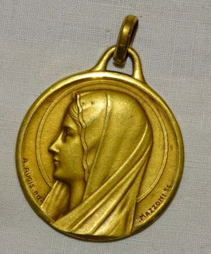 - BELLE GRANDE MEDAILLE A.AUGIS ed BRONZE PROFIL de la VIERGE par MAZZONI SC   D