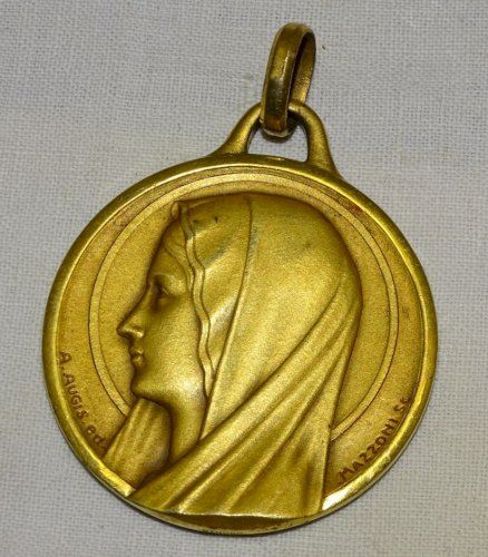 - BELLE GRANDE MEDAILLE A.AUGIS ed BRONZE PROFIL de la VIERGE par MAZZONI SC   D