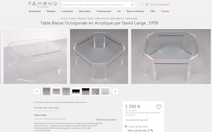 ✨✨ Belle grande table basse carrée ATHÉNA en altuglas & verre signée David Lange ✨✨