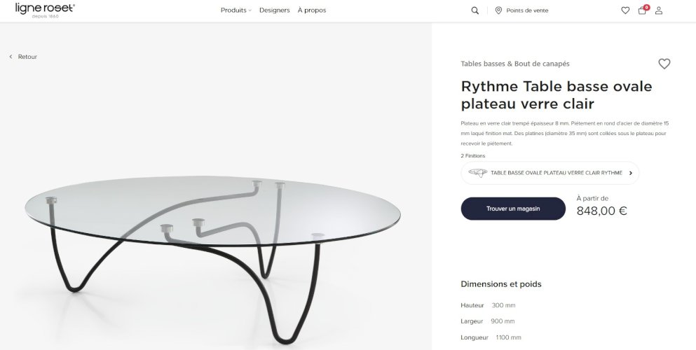 Belle grande table basse design ‘’Ryhtme’’ par Angie Anakis pour Ligne Roset 