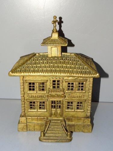 -BELLE GRANDE TIRELIRE BRONZE CAISSE D'EPARGNE BUREAUX CAISSE Hauteur 23 cm   D