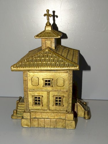 -BELLE GRANDE TIRELIRE BRONZE CAISSE D'EPARGNE BUREAUX CAISSE Hauteur 23 cm   D