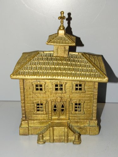 -BELLE GRANDE TIRELIRE BRONZE CAISSE D'EPARGNE BUREAUX CAISSE Hauteur 23 cm   D