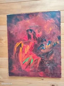 Beautiful unframed Oil on Canvas titled Gypsy Dance Granada Roger Vandenbulcke
