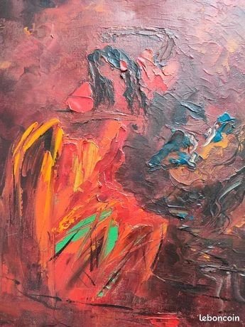 belle Huile sur Toile non encadré intitulé Danse Gitane Granada  Roger Vandenbulcke
