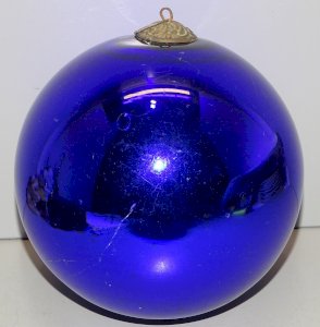 -BELLE IMPORTANTE BOULE de PARDON BOULE DE LA PASSION VERRE EGLOMISE  XIXe     D