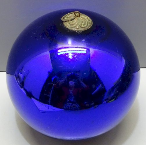 -BELLE IMPORTANTE BOULE de PARDON BOULE DE LA PASSION VERRE EGLOMISE  XIXe     D