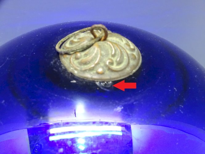 -BELLE IMPORTANTE BOULE de PARDON BOULE DE LA PASSION VERRE EGLOMISE  XIXe     D