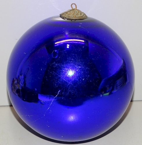 -BELLE IMPORTANTE BOULE de PARDON BOULE DE LA PASSION VERRE EGLOMISE  XIXe     D