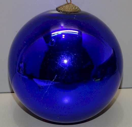 -BELLE IMPORTANTE BOULE de PARDON BOULE DE LA PASSION VERRE EGLOMISE  XIXe     D