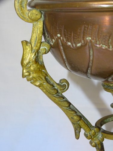 -BELLE LAMPE A PETROLE NAPOLEON III NIII EN CUIVRE et BRONZE VERRE ANCIEN   D