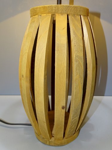 -BELLE LAMPE A POSER XXe ABAT JOUR JUTE PIED LATTES DE BOIS Déco VINTAGE   D