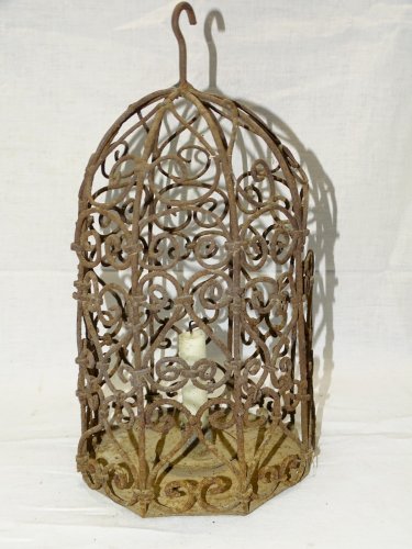 -BELLE LAMPE BOUGEOIR FER FORGE avec ROUILLE SUPERFICIELLE JUS de GRENIER    D