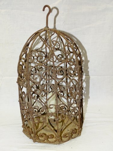 -BELLE LAMPE BOUGEOIR FER FORGE avec ROUILLE SUPERFICIELLE JUS de GRENIER    D