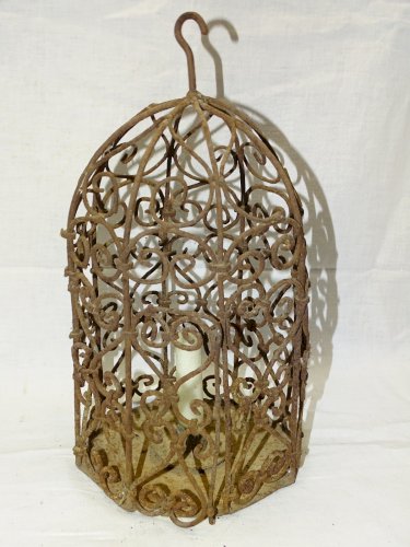 -BELLE LAMPE BOUGEOIR FER FORGE avec ROUILLE SUPERFICIELLE JUS de GRENIER    D