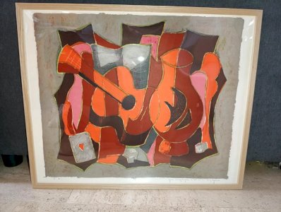 beautiful musical decor lithograph signed tony agostini in good condition