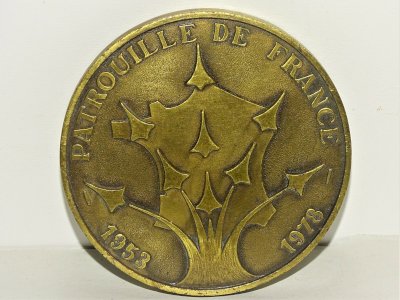 -BELLE MEDAILLE BRONZE PATROUILLE DE FRANCE 25e ANNIVERSAIRE 1953/1978 vitrine