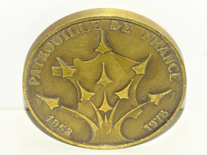 -BELLE MEDAILLE BRONZE PATROUILLE DE FRANCE 25e ANNIVERSAIRE 1953/1978 vitrine