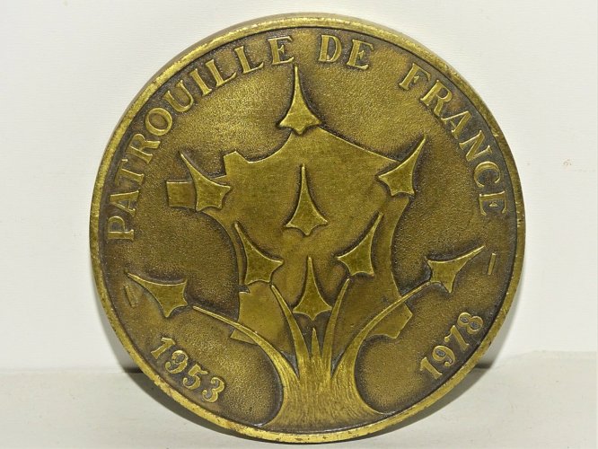 -BELLE MEDAILLE BRONZE PATROUILLE DE FRANCE 25e ANNIVERSAIRE 1953/1978 vitrine