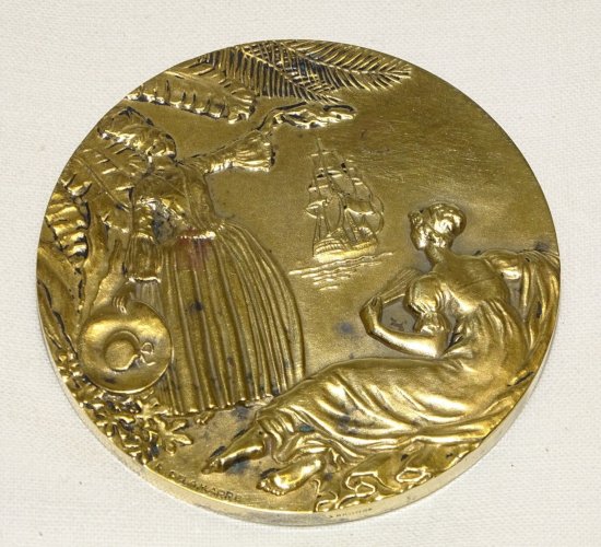 -BELLE MEDAILLE COMPAGNIE GENERALE TRANSATLANTIQUE "ANTILLES " en BRONZE    D