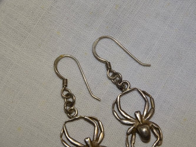 -BELLE PAIRE de BOUCLES D'OREILLES ARAIGNEES ARGENT 925e BIJOU ANCIEN    D