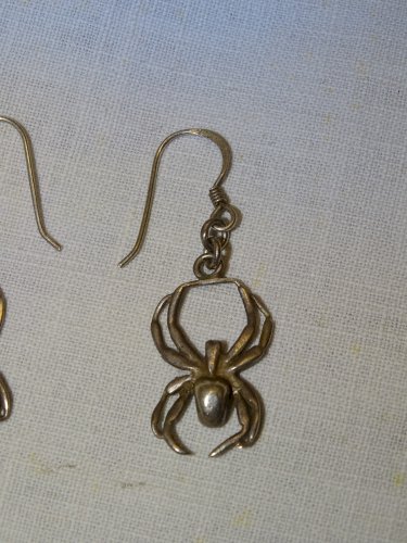 -BELLE PAIRE de BOUCLES D'OREILLES ARAIGNEES ARGENT 925e BIJOU ANCIEN    D