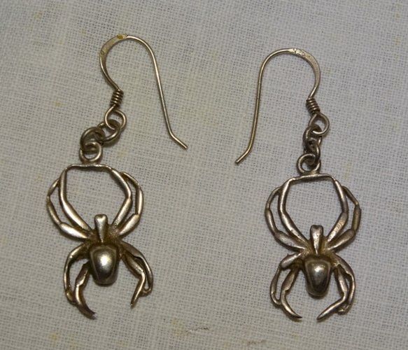 -BELLE PAIRE de BOUCLES D'OREILLES ARAIGNEES ARGENT 925e BIJOU ANCIEN    D