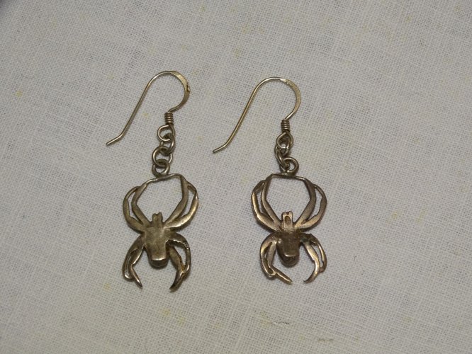 -BELLE PAIRE de BOUCLES D'OREILLES ARAIGNEES ARGENT 925e BIJOU ANCIEN    D