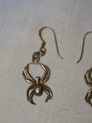 -BELLE PAIRE de BOUCLES D'OREILLES ARAIGNEES ARGENT 925e BIJOU ANCIEN    D