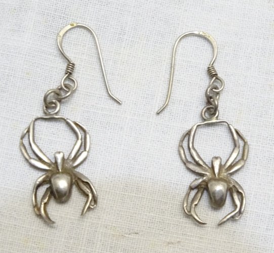 -BELLE PAIRE de BOUCLES D'OREILLES ARAIGNEES ARGENT 925e BIJOU ANCIEN    D