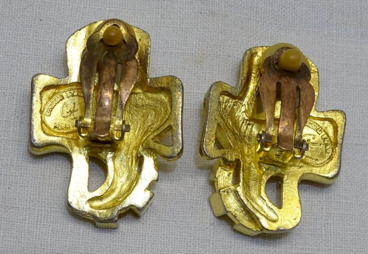-BELLE PAIRE DE BOUCLES D'OREILLES CLIPS CHRISTIAN DIOR bijou vintage   D