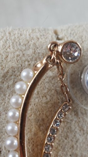 Belle paire de boucles d'oreilles pendantes en métal doré, Swarovski ^