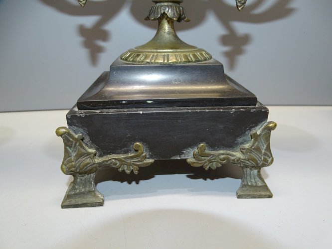 -BELLE PAIRE de BOUGEOIRS NAPOLEON III SOCLES MARBRE NOIR JUS de GRENIER    D